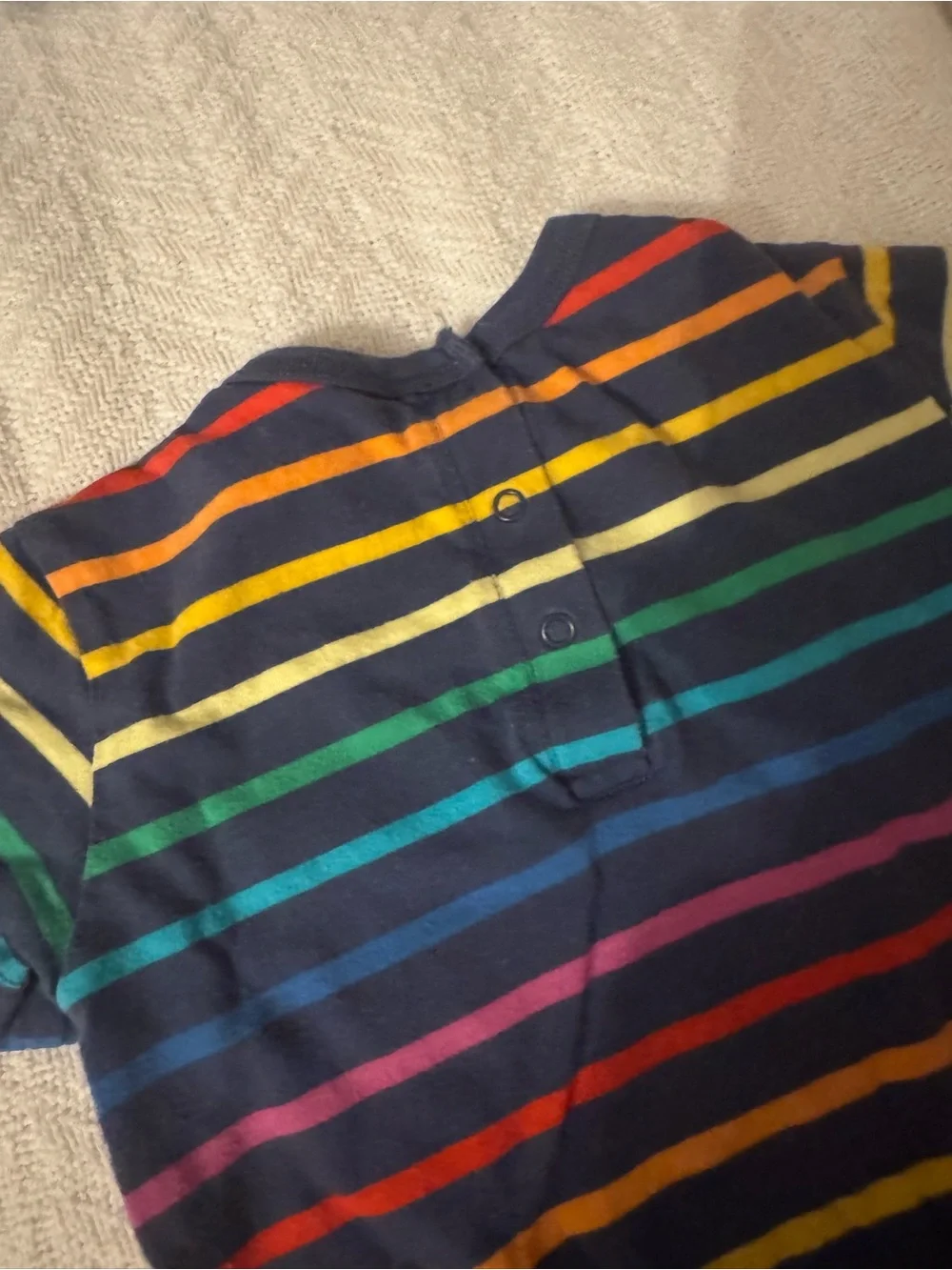 Primary | 12-18 months, Navy Rainbow Stripe Short Romper